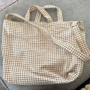 Checkered BAGGU Tote Bag - Cream and Black